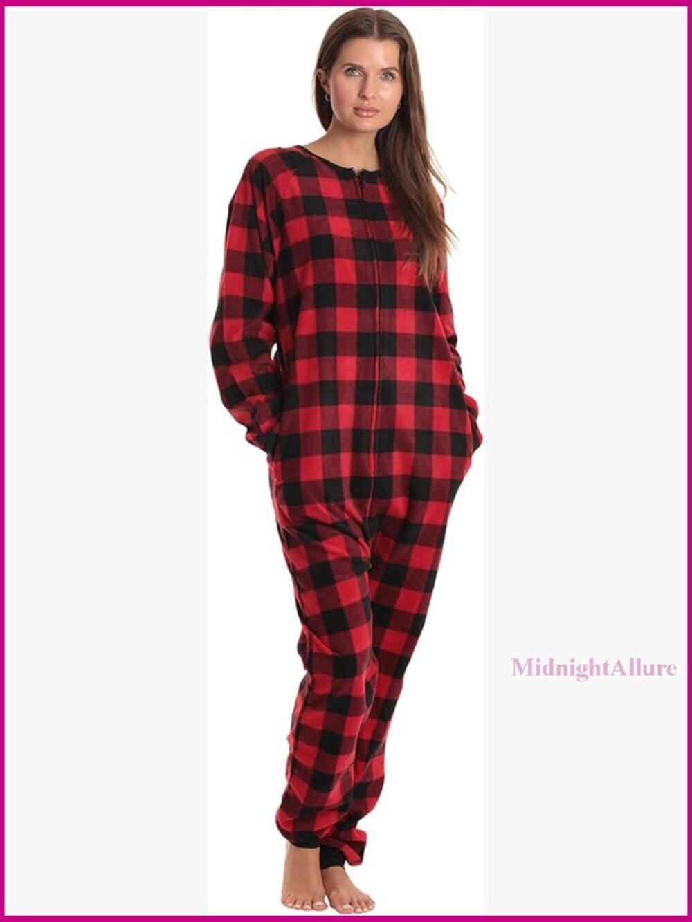 Adult Flannel Onesie Pajamas, Cozy One-Piece Sleepwear, Zipper Front, XX-Large